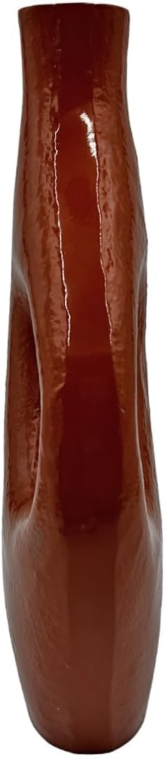 10" High Decorative Handmade Aluminum Jug Flower Vase in Terracotta