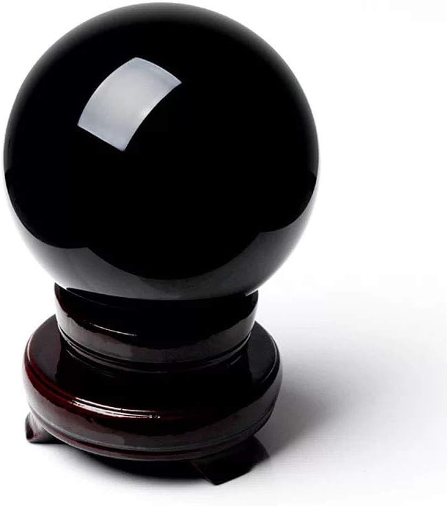 Natural Obsidian Stone Healing Crystal Gemstone Sphere Ball for Reiki Balancing Meditation Energy Home and Office Decoration 40mm 100grams (4cm, Obisdian)