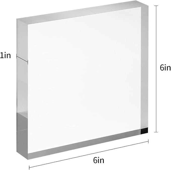 CiaoHER 1in Thickness 6in Square Acrylic Cube Display Block Clear Polished Pedestal Stand Riser Solid Base 6" x 6" x 1", 2 Pack