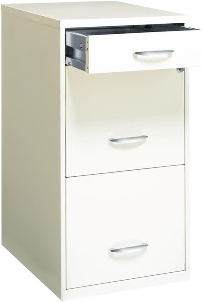 Scranton & Co 3-Drawer Contemporary Metal Filing Cabinet in Pearl White