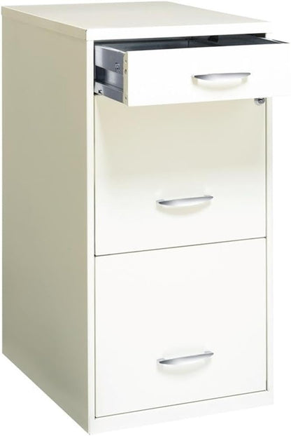 Scranton & Co 3-Drawer Contemporary Metal Filing Cabinet in Pearl White