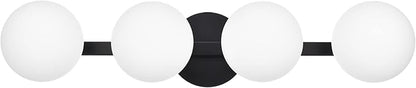 Black Bathroom Vanity Light Fixtures, Modern 4 Lights Matte Black Globe Wall Sconce Lighting, Porch Wall Mount Light Fixture for Bathroom, Mirror Cabinets Hallway Stairs