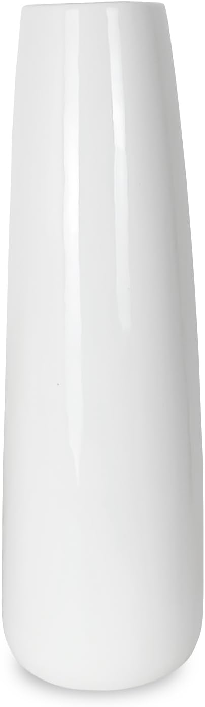 12Inch Tall Ceramic White Flower Vase,Home Decor White Vases for Pampas Grass,Modern Textured Vases for Living Room Decorations,Shelf,Table Centerpieces,Farmhouse Small Ceramic Vase