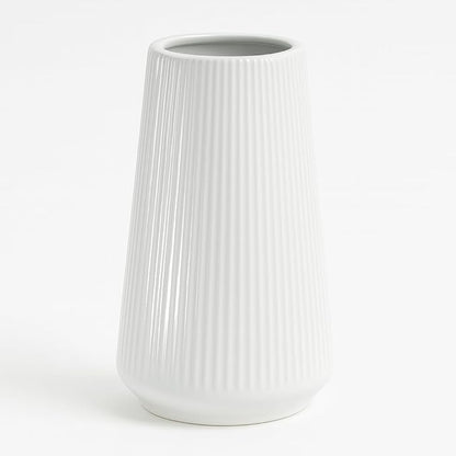 White Ceramic Vase – Frosted Elegant Flower Vase for Pampas Grass, Dried or Fresh Flowers, Modern Minimalist Farmhouse Home Decor for Living Room, Dining Table, Wedding Centerpiece