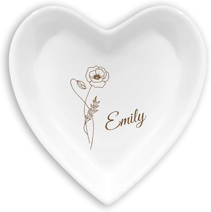 Customized Trinket Tray Dish - Ceramic Jewelry Dish for Rings, Earrings, Bracelets (Weddings, Bridesmaids, Personalized Gifts)