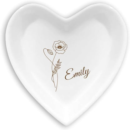 Customized Trinket Tray Dish - Ceramic Jewelry Dish for Rings, Earrings, Bracelets (Weddings, Bridesmaids, Personalized Gifts)