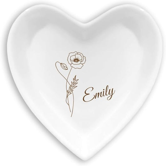 Customized Trinket Tray Dish - Ceramic Jewelry Dish for Rings, Earrings, Bracelets (Weddings, Bridesmaids, Personalized Gifts)