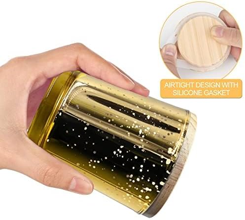10 OZ Thick Candle Jars for Making Candles 15 Pcs, Empty Jars with Wood Lids for Candle Making, Sample Container, Gold