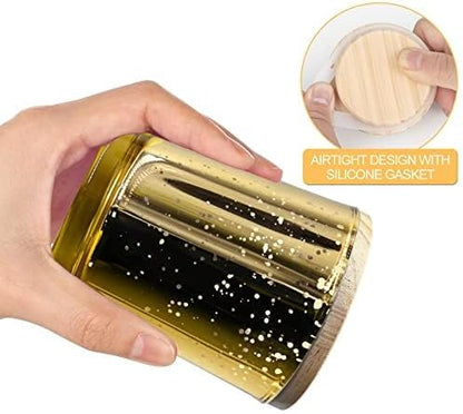10 OZ Thick Candle Jars for Making Candles 15 Pcs, Empty Jars with Wood Lids for Candle Making, Sample Container, Gold