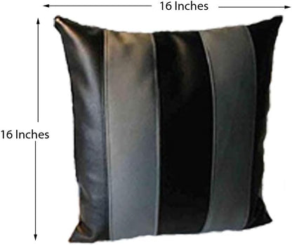 D DOLLY LAMB Lambskin Leather Pillow Cover - Sofa Cushion Case - Decorative Throw Covers for Living Room & Bedroom, 20x20 Inches - Black Grey Pack of 1