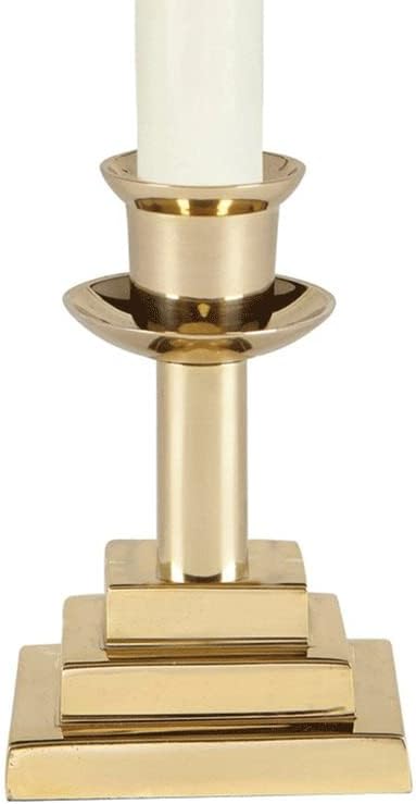CB Church Supply Candle Holders Square Base Candlesticks by Will & Baumer, Set of 2, Polished Brass