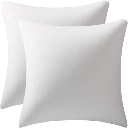 Decorative Pillow Cases 18x18 White: 2 Pack Cozy Soft Velvet Square Throw Pillow Covers for Farmhouse Home Decor