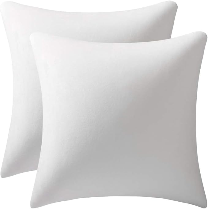Decorative Pillow Cases (No Inserts) 16x16 White: 2 Pack Cozy Soft Velvet Square Throw Pillow Covers for Farmhouse Home Decor