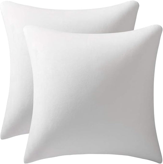 Decorative Pillow Cases (No Inserts) 16x16 White: 2 Pack Cozy Soft Velvet Square Throw Pillow Covers for Farmhouse Home Decor