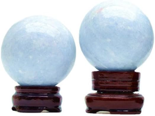 StoneStory Natural Celestite Healing Quartz Crystal Sphere Ball Gemstone for Reiki Balancing Meditation Energy Home and Office Decoration Large 500-800grams (6-8cm, Blue Celestite)