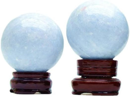 StoneStory Natural Celestite Healing Quartz Crystal Sphere Ball Gemstone for Reiki Balancing Meditation Energy Home and Office Decoration Large 500-800grams (6-8cm, Blue Celestite)