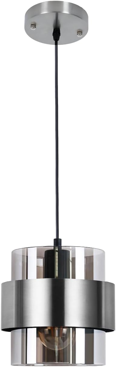 Pendant Lights Kitchen Island Lighting,7 Inch Adjustable Mini Glass Haning Lights for Entrance Aisle Decorative Lighting Fixture for Dining and Bar Table (Brushed Nickel)