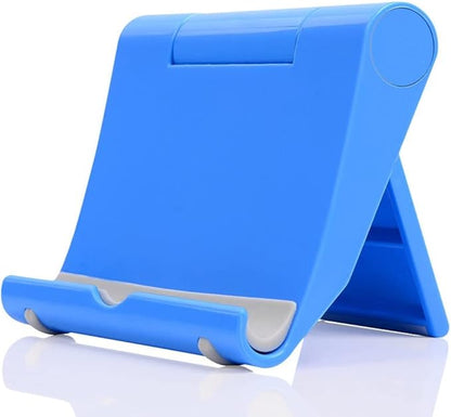 Cell Phone Stand for Desk Foldable Cell Phone Holder Desk Tablet Holder Mobile Phone Dock, Multi-Angle Universal Adjustable Tablet Dock Compatible with Most Cell Phones (Blue)