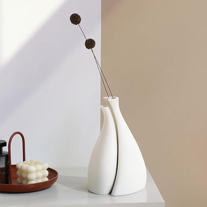 Nordic Style Ceramic Vase, Minimalist Design (Pack of 2)