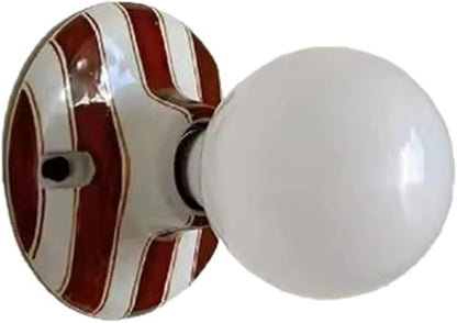 Retro Red Striped Ceiling Light Ceramic Flush Mount Ceiling Lamps Modern Mini Wall Sconce Spherical Fixture for Hallway Entryway Bedroom Kitchen Decorative Lamp