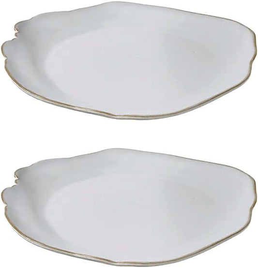 Serene Spaces Living Set of 2 Medium Free-Form Edge Glazed Ceramic Plate- Dinnerware for Vintage Weddings, Events, Measures 9" Long, 8" Wide and 1" Tall