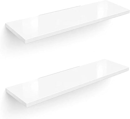 Acrylic Shelves for Bathroom Storage, 12" Floating Shelves Wall Organizer for Perfume, Make up, Skincare, Kids Bookshelf for Bedroom, Nursery, Living Room Decor, White, 2 Pack