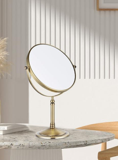 Nicesail Tabletop Makeup Mirror, Double-Side 1X-10X, 360 Swivel Magnifying Mirror for Table Desk Make up Vanity, No Light Antique Bronze (8 Inch, 10X)