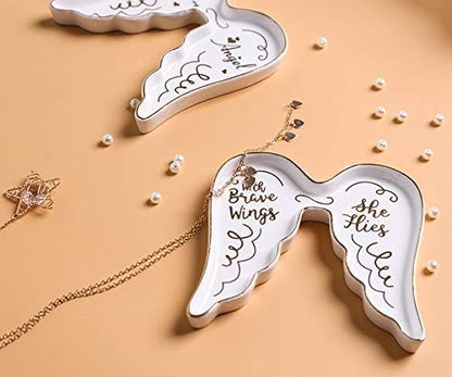 Stephanie Imports Angel Wing-Shaped You Are My Angel Ceramic Trinket Plate and Decorative Jewelry Dish