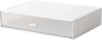 Desk Organizer with Drawers Stackable Storage Drawers, Plastic Compact Desk Storage Box Great for Office School Home Small Space- 1drawers (White)