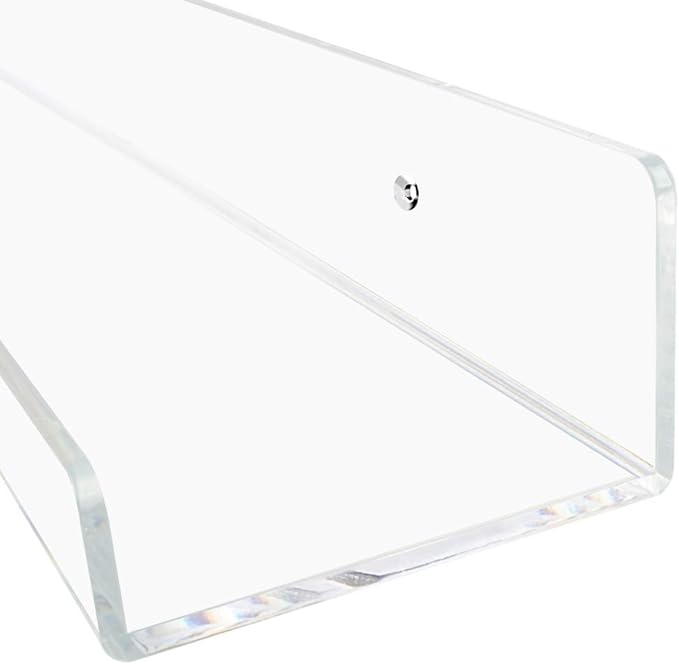 Weiai Clear Acrylic Floating Shelves 24 inches, Wall Bookshelf for Kids, Transparent Book Shelf Ledge for Wall, Set of 3
