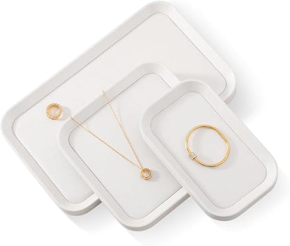 Jewelry Display, Leather Valet Tray,Luxury Jewelry Drawer Organizer,Premium Flat Tray,White Jewelry Tray
