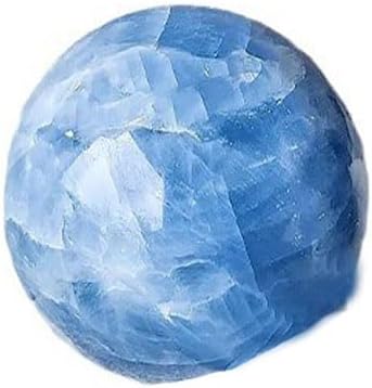 StoneStory Natural Celestite Healing Quartz Crystal Sphere Ball Gemstone for Reiki Balancing Meditation Energy Home and Office Decoration Large 500-800grams (6-8cm, Blue Celestite)