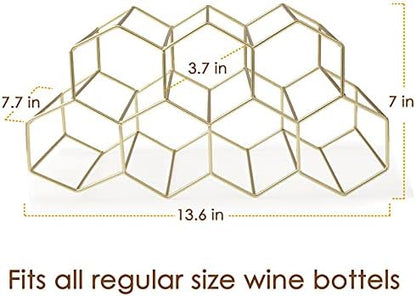 Countertop Wine Storage - Freestanding 7 Bottle Metal Holder with Modern Design for Kitchen or Wine Cellar