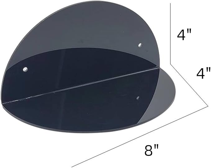 ROYALITA Small Acrylic Shelves Room Decor Floating Shelves (2-Pack, 8-inch Diameter) - Wall Mounted Display Stand for Plants, Toys, Makeup, and More - Ideal for Home and Office, Black