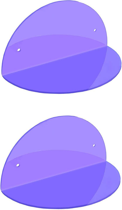 ROYALITA Small Acrylic Shelves Room Decor Floating Shelves (2-Pack, 8-inch Diameter) - Wall Mounted Display Stand for Plants, Toys, Makeup, and More - Ideal for Home and Office, Purple