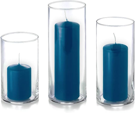 Yummi Set of 36 Slim Pillar & Cylinder Candles – Sapphire Blue
