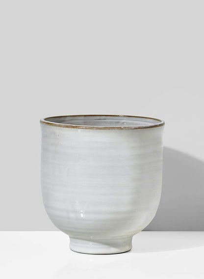 Serene Spaces Living Medium Glazed Ceramic Pedestal Bowl- Centerpiece for Vintage Weddings, Events, Measures 6" Tall and 5.75" Diameter