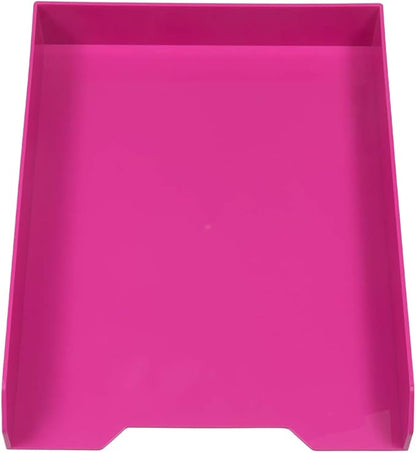JAM PAPER Stackable Paper Trays - Pink - Desktop Document, Letter, & File Organizer Tray - 2/Pack