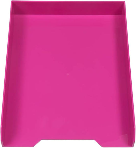 JAM PAPER Stackable Paper Trays - Pink - Desktop Document, Letter, & File Organizer Tray - 2/Pack