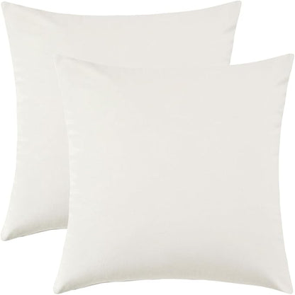 Set of 2 Comfortable Throw Pillow Cover for Bedding, Decorative Accent Cushion Sham Case for Couch Sofa, Soft Solid Velvet with Zipper Hidden - 14"x14", Ivory