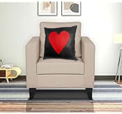 D DOLLY LAMB Lambskin Leather Pillow Cover - Sofa Cushion Case - Decorative Throw Covers for Living Room & Bedroom, 14x14 Inches - 02 Red Black Pack of 1