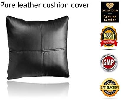 LL LEATHER LOVERS Lambskin Leather Pillow Cover - Sofa Cushion Case - Decorative Throw Covers for Living Room & Bedroom, 18x18 Inches - Light Black Pack of 1