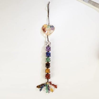 Anjiucc Handmade Crystal Chakra Swing Pendant Mirror Hanging car Accessories Tree of Life Stone Tree feng Shui Home Decoration Window