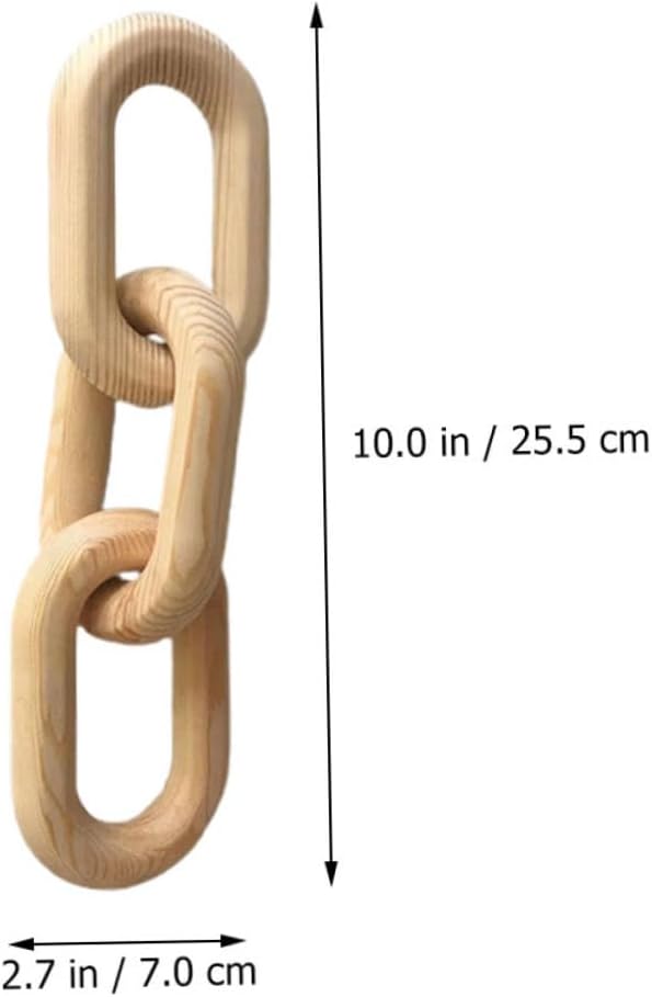 OSALADI Wood Chain Link Decor Aesthetic Wooden 3-Links Chain for Home Art Natural Wood Material for Living Room and Table Decor Rustic Boho Style