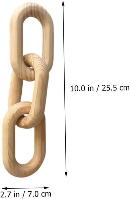 OSALADI Wood Chain Link Decor Aesthetic Wooden 3-Links Chain for Home Art Natural Wood Material for Living Room and Table Decor Rustic Boho Style
