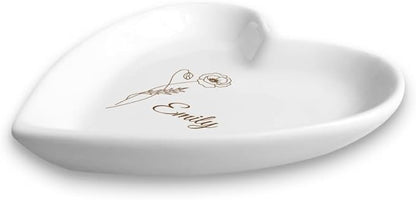 Customized Trinket Tray Dish - Ceramic Jewelry Dish for Rings, Earrings, Bracelets (Weddings, Bridesmaids, Personalized Gifts)