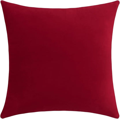 Jeneoo Set of 1 Comfy Accent Soft Velvet Throw Pillow Covers for Sofa Couch, Invisible Zipper Decorative Solid Square Cushion Cases for Livingroom Car (24 x 24 Inches, Santa Red)
