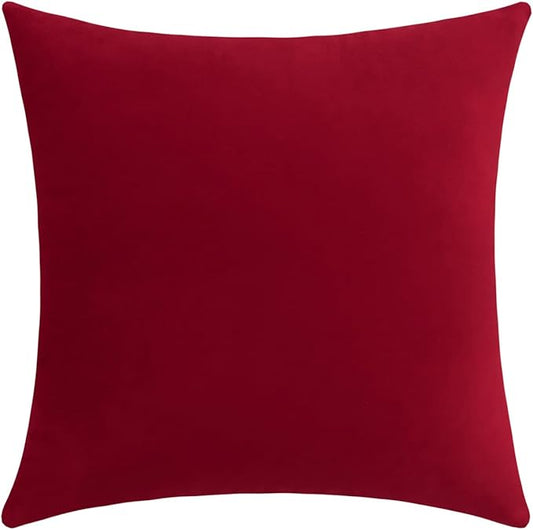 Jeneoo Set of 1 Comfy Accent Soft Velvet Throw Pillow Covers for Sofa Couch, Invisible Zipper Decorative Solid Square Cushion Cases for Livingroom Car (24 x 24 Inches, Santa Red)