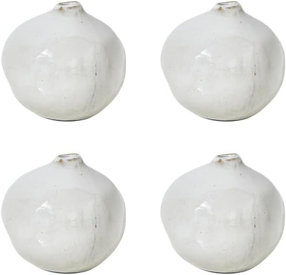 Serene Spaces Living Free-Form Glazed Ceramic Pomegranate Bud Vase, Set of 4- Centerpiece for Vintage Weddings, Events, Measures 3.5" Tall and 3.75" Diameter