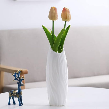 SOUJOY 10 Pack Plastic Composite Flower Vase, Unbreakable Floral Vase Home Decor Centerpieces, White Tall Conic Bud Vase for Wedding Decor, Living Room, Arranging Bouquets